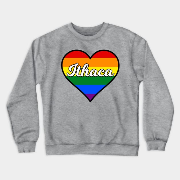 Ithaca New York Gay Pride Heart Crewneck Sweatshirt by fearcity